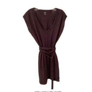 ICEBREAKER SIZE MEDIUM PURPLE 10% MERINO WOOL V NECK SLEEVELESS BELTED DRESS